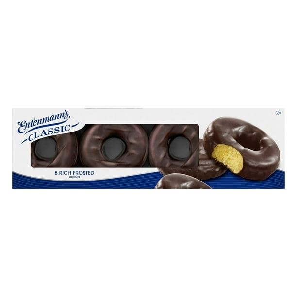 Entenmann's Classic Rich Frosted Donuts, 8 count, Chocolate Donuts, 16.5 oz Box (Pack of 2)