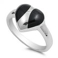 thumbnail image 1 of Simulated Black Onyx Heart Love Ring .925 Sterling Silver Band Cubic Zirconia Jewelry Female Size 8, 1 of 4