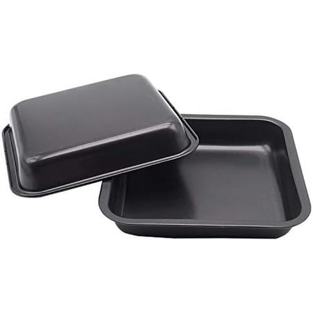 Small Baking Sheet Nonstick 9.45 X 7.09 Inch (Inner 7.5x6), 8 Inch Mini Cookie Tray Toaster Conventional Oven Pan No Warp No Rust Magnetic Bakeware for 1 to 2 person 2 Pack