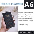 thumbnail image 6 of 2025 A6 Weekly Planner Schedule Book with Laser Starry Leather Cover, Thin Portable Notebook for Daily Tasks, Monthly and Weekly Management for Goal Setting B, 6 of 8