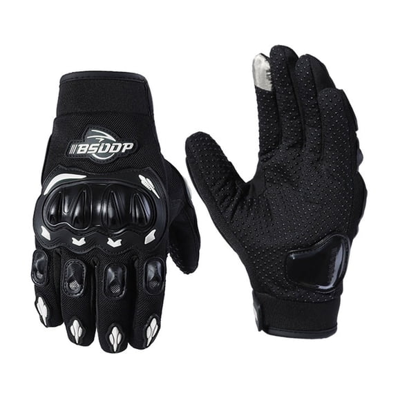 DESTYER Cycle Gloves Phone-Friendly Index Finger Durable Leather Comfortable Motorcycle Gloves Racing Gloves white