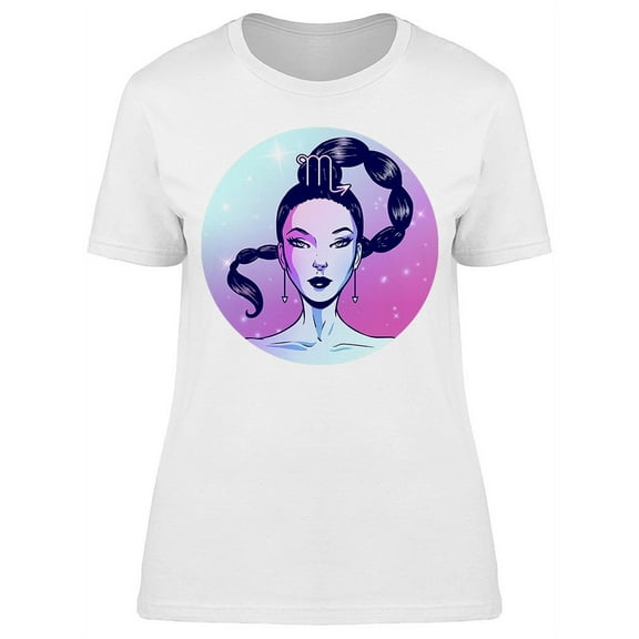 Scorpio Beautiful Girl Face T-Shirt Women -Image by Shutterstock, Female Small