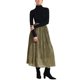 thumbnail image 2 of Falda metálica brillante de mujer INSPIRE CHIC, falda midi acampanada con brillo para fiestas, cintura alta y plisada, 2 of 5