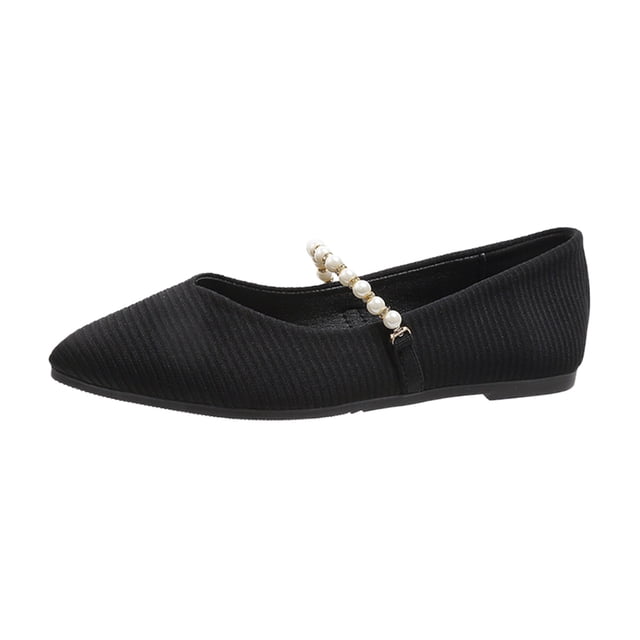 Mary Jane Women Flat Shoes Slip on Pointed Toe Washable Shoes Comfortable for Work with Arch Support