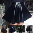 thumbnail image 5 of Women PVC Leather Pleated Short Skirt Flared A Line Skater Skirts Clubwear Dance, 5 of 7
