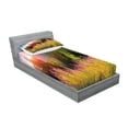 thumbnail image 2 of Ambesonne Nature Fitted Sheet & Pillow Sham Set, Spring Flowers Mountain, Twinxl, Green Pink, 2 of 2