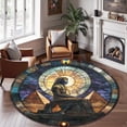 thumbnail image 2 of Round Rug, Gothic Egyptian God 8 Soft Washable Carpet, Non-Slip Floor Mat for Living Room Bedroom Home Decor 59 Inch, 2 of 6