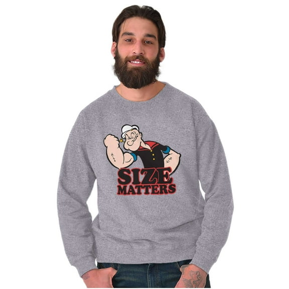 Popeye The Sailor Man Size Matters Sweatshirt for Men or Women Brisco Brands S