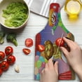 thumbnail image 3 of Circus Cutting Board, Lionnd Clownt the Circus Stage Theater Curtain Playing Performancerts, Decorative Tempered Glass Cutting and Serving Board, Wine Bottle Shape, Multicolor, by Ambesonne, 3 of 5