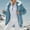 Blue, variant on Fuzzy Fleece Jacket Women Plus Size Full Zip Up Fluffy Sherpa Hooded Coat 2025 Casual Fall Winter Warm Outerwear with Pockets