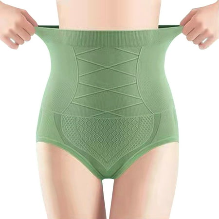 

Xmarks Women High Waisted Underwear Tummy Control Panties Tightening Body Shaping Briefs Shapewear Green M