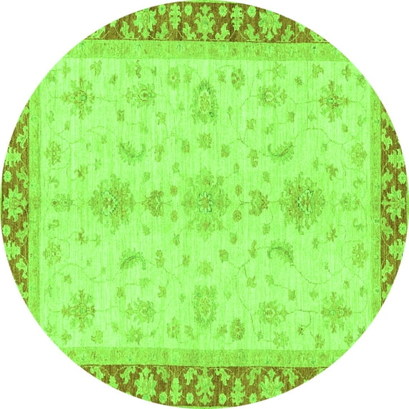 Ahgly Company Indoor Round Oriental Green Traditional Area Rugs, 7' Round