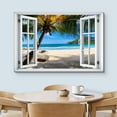 thumbnail image 3 of wall26 Canvas Print Wall Art Window View Tropical Island Beach Vacation Paradise Wilderness Nature Photography Realism Scenic Landscape Colorful Multicolor for Living Room, Bedroom, Office - 24", 3 of 5