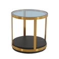 thumbnail image 2 of Hattie Glass Top and Walnut Wood End Table with Brushed Gold Frame, 2 of 3