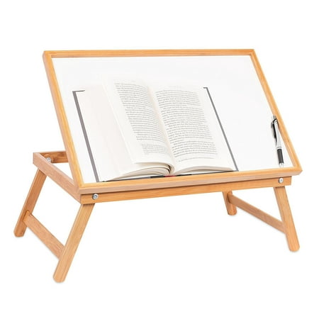 Ktaxon Adjustable Wood Bed Tray Lap Desk Serving Table Folding Legs Bamboo Food (Best Lap Desk For Bed)