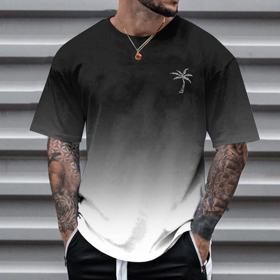 Mens Graphic T Shirt Casual Loose Fit Crewneck Short Sleeve Tee Printed Top Soft Blend Breathable Summer Apparel L