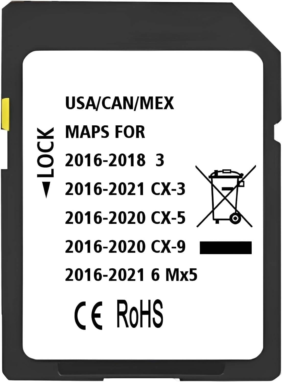 Latest Navigation SD Card, Compatible with MAZD (2016-21)-Cx3. (2016-20)-Cx5. (2016-20)-Cx9. (2016-22)-Mx5. (2016-18)-3. (2016-22)-6, Can/Mex/USA Maps