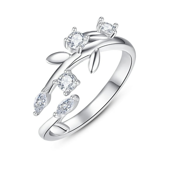 TANGPOET Leaf Rings 925 Sterling Silver Rings CZ Wedding Engagement Band Jewelry Gifts for Women Mother Mom Wife