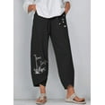 thumbnail image 2 of KOMOO Women Printed Wide-Leg Pants Bamboo Butterfly Print Elastic Waist Loose Trousers Beach Pants, 2 of 2