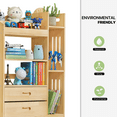 thumbnail image 5 of Magshion Wood 4 Tiers 2 Drawers Bookshelf, Toys Books Display Storage Bookcase, Natural, for Home, 5 of 10