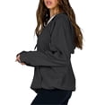 thumbnail image 4 of Women's Casual Hooded Jacket Long Sleeve Zip Up Solid Color Outwear with Pockets Fall Sweatshirt, 4 of 9
