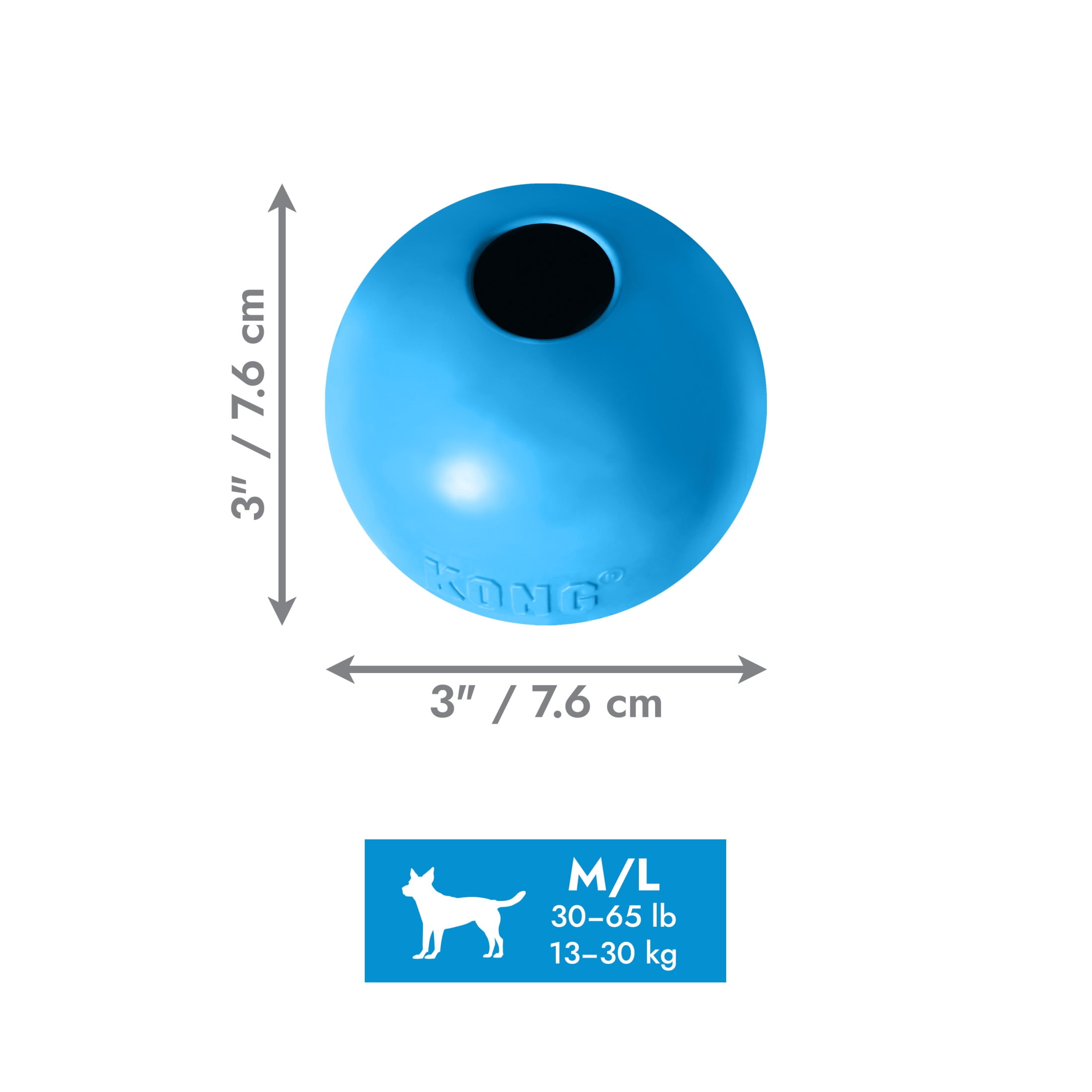 KONG® Puppy Puncture Resistant Ball with Hole, Blue, Medium/Large for Beginner Chewers