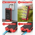 thumbnail image 4 of 2PK Power Bank Wireless Charger 46800mAh Built in 4 Cables Six Outputs 15W Fast Charging Power Bank for All Mobile Devices Three Inputs Solar Portable Charger with Dual Flashlights, Carabiner(Red), 4 of 7