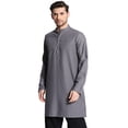 thumbnail image 2 of In-Sattva Men's Indian Mandarin Collar Handcrafted Fine Embroidered Kurta Tunic; Grey ; LG, 2 of 7