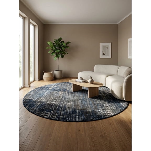 Jaipur Rugs Chaos Theory By Kavi Hand Knotted Wool & Bamboo Silk Area Rug 2X3 Chicory Skyline Blue