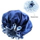 thumbnail image 2 of Zhuge Gorro de satén sedoso de color sólido, gorros para mujer, gorro sedoso para cabello rizado, gorro para dormir para mujer, doble capa azul real, 2 of 4