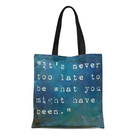 ASHLEIGH Canvas Tote Bag Colorful Inspirational By George Eliot on Earthy Blue Durable Reusable Shopping Shoulder Grocery Bag