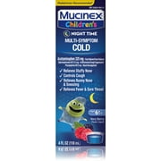 Mucinex Children's Multi-Symptom, Night Time Cold Liquid, Mixed Berry 4 oz (Pack of 6)