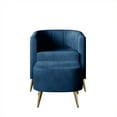 thumbnail image 2 of Castle Place Elegant Upholstered Linen Accent Chair with Stool, Blue, 2 of 5