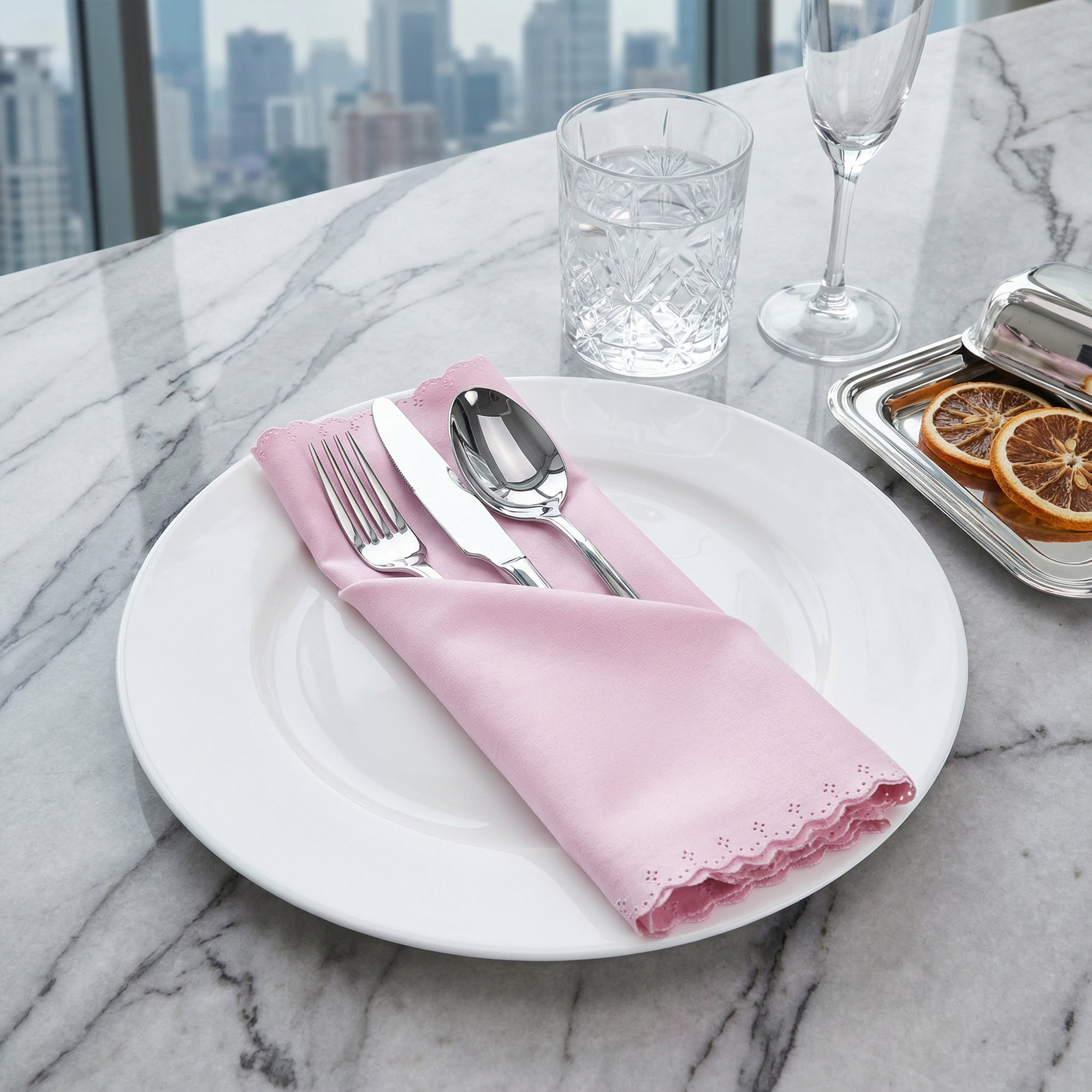 Unique Bargains 12Pcs Satin Washable Cloth Napkins Pink 17x17inch