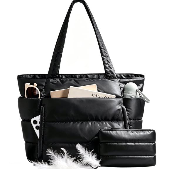 Puffer Tote Bag for Women 15.6-inch Lightweight and Fluffy Work Handbag, Everyday College Bag, Suitable for School, Travel, and Gym , Ideal Gift for Women.