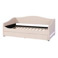 thumbnail image 4 of Twin Size Upholstered Daybed, Wooden Teddy Fleece Sofa Bed with Trundle and Smarter LED Bed Frame, 79.5"L x 43.9"W x 35.8"H, Fit 6" mattress 500lbs Load, Beige, 4 of 9