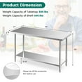 thumbnail image 3 of Gymax 24'' x 60 '' Stainless Steel Work Table Kitchen Prep Work Table w/ wheels Silver, 3 of 9