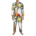 thumbnail image 3 of Sikiie Seashell On The Beach Mens Pajama Set, Soft Warm Long Sleeve Sleepwear, Cozy Button-Down Pjs for Men-X-Large, 3 of 7