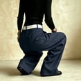 thumbnail image 4 of CaComMARK PI Women's Baggy Casual Dress Pants Lightweight Pleated Wide Leg Pants Loose Relaxed Fit Trousers Navy, 4 of 8