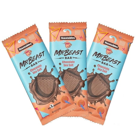 Mr Beast Chocolate Bars – NEW Sea Salt, Milk Chocolate, Only 5 Ingredients (3 Pack)