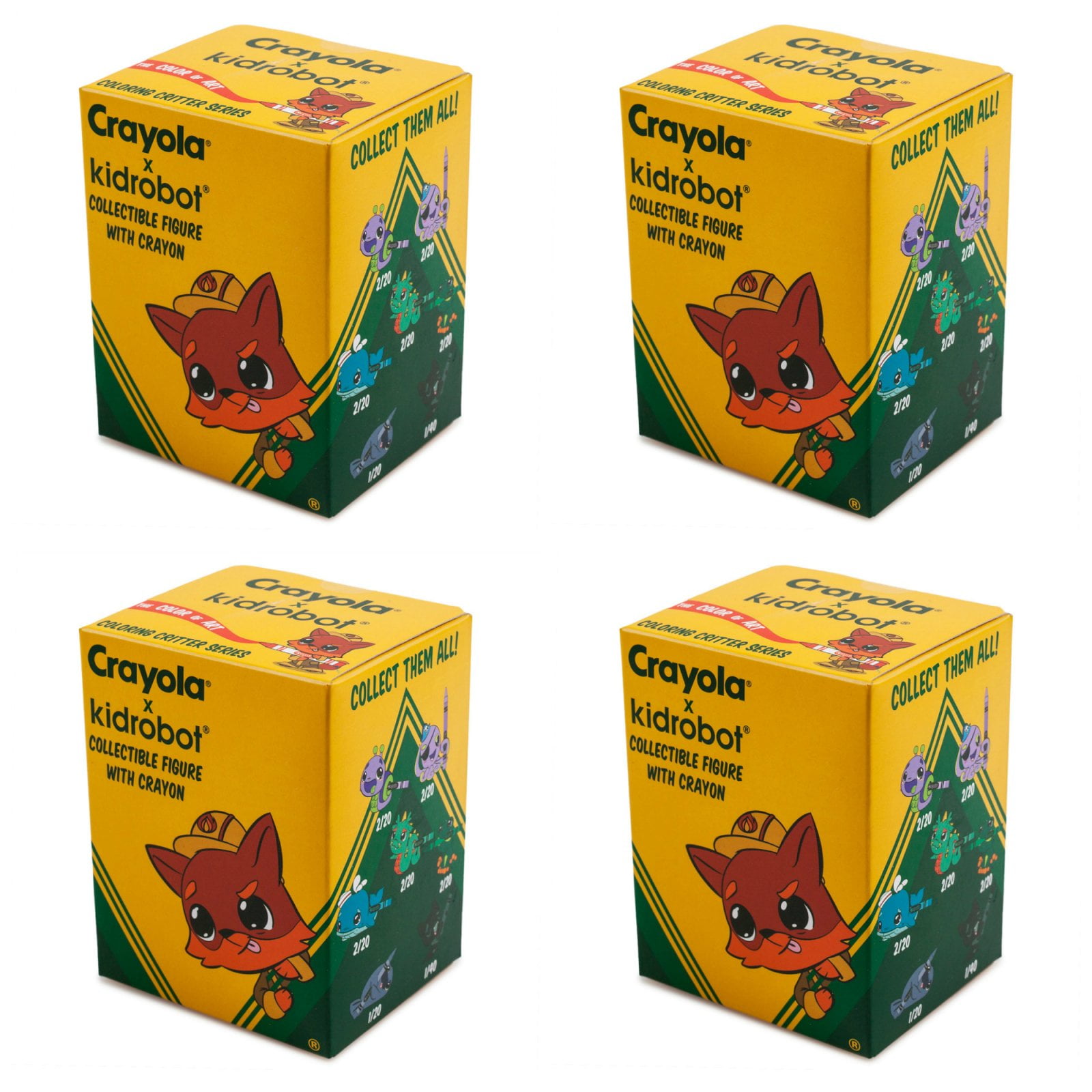 Set of 4 Coloring Critter Blind Box Vinyl Mini Figures Series Crayola Kidrobot