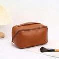 thumbnail image 7 of Naittoop Travel Makeup Bag, Large Capacity Cosmetic Bag for Women, Waterproof PU Leather, Flat Open Portable Toiletry Bag for Skincare, Brushes Travel Essentials 9*5*4.5 in Khaki, 7 of 7