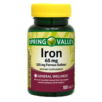 Spring Valley Iron s Dietary Supplement, 65 mg, 100 Count