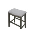thumbnail image 2 of Benjara  25 in. Ani Counter Stool with Soft Faux Leather Saddle Seat - Gray - Set of 2, 2 of 5