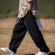 thumbnail image 5 of Pantalones de trabajo rectos de tubo para hombre, holgados, con cremallera y bolsillo, estilo retro, informales, largos, 5 of 9