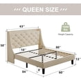 thumbnail image 2 of Feonase Queen Bed Frame with Luxury Wingback and Fast Charging Station,Queen Upholstered Button Tufted Storage Headboard Platform Bed,Sturdy Wooden Slats Support,Noise-Free,Easy Assembly, Beige, 2 of 7
