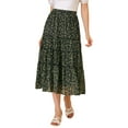 thumbnail image 5 of MODA NOVA Juniors Floral Print Elastic Waist Ruffle Maxi Tiered Skirt, 5 of 5