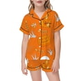 thumbnail image 4 of Tfken Halloween Girls Pajamas Outfit Set Pumpkin Graphic Short Sleeve Shirts With Shorts Set Sleepwear Casual Homewear Loungewear Festival Toddler Classic Pjs Clothes Size 9-10 Years, 4 of 5