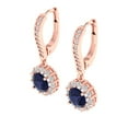 thumbnail image 2 of 2.235 ct Lever-Back Drop Dangle Earrings for Women | 6mm Round Cut Simulated Blue Sapphire | 18K Rose Gold, 2 of 5