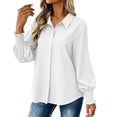 thumbnail image 6 of LEKWK Business Casual Tops for Women Long Sleeve Button Down Shirts Elegant Collared Blouses Fall Professional Office Work Dress Tops, 6 of 8